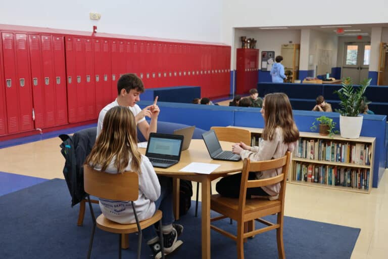 Students learning in the middle school