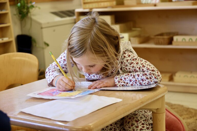 A child working independently